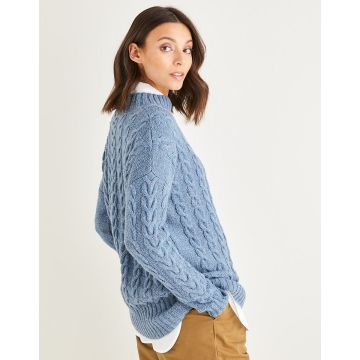 Sirdar Haworth Tweed Womens Cable Drop Sleeve Sweater 10153 81-137cm 32-54 - Downloadable