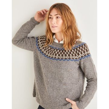 Sirdar Haworth Tweed Womens Fairisle Yoke Sweater 10154 81-137cm 32-54 - Downloadable
