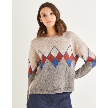 Sirdar Haworth Tweed Womens Intarsia Argyll Sweater 10155 81-137cm 32-54 - Downloadable