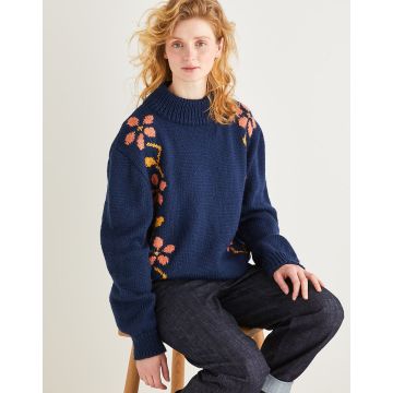 Sirdar Country Classic Worsted Womens Floral Intarsia Sweater 10160  - Downloadable