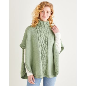 Sirdar Country Classic Worsted Womens Roll Neck Poncho 10163  - Downloadable