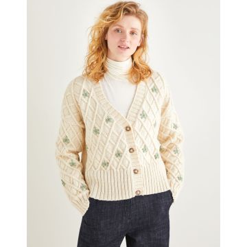 Sirdar Country Classic Worsted Womens Embroidered Lattice Cardigan 10166  - Downloadable