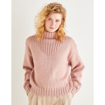 Sirdar Country Classic Worsted Womens Funnel Neck Rib Detail Sweater 10169  - Downloadable
