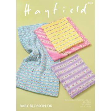 Hayfield Baby Blossom DK Blanket Knitting Pattern 4840 