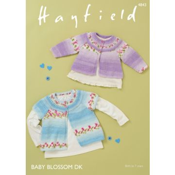 Hayfield Baby Blossom DK Cardigan Knitting Pattern 4843 Birth to 7 Years