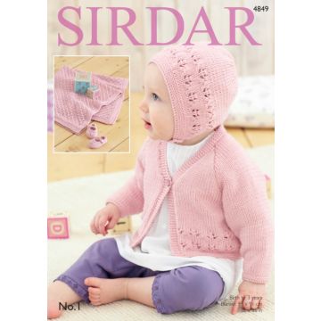 Sirdar No 1 Sweater Pattern 4849 Birth to 3 years, 91x91cm or 36x36''
