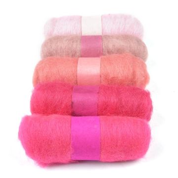 Felting Fibre Wool Asstd 20g 5 Rolls Pinks 100g