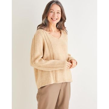 Sirdar Saltaire Womens V Neck Stripe Detailed Sweater 10173 
