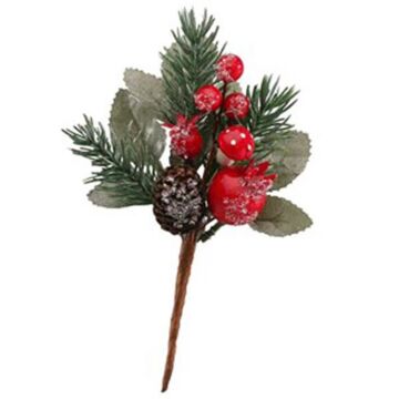 Large Berry Pick with Cone Red Mix 15cm