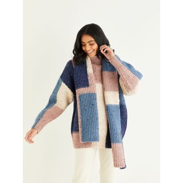 Hayfield Bonus Chunky Tweed Ladies Sweater and Scarf Pattern Download 10340 81cm-137cm