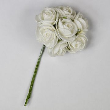 Bunch of Foam Roses Pearl White 3cm