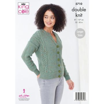 King Cole Big Value Tweed DK Sweater and Cardigan Pattern  