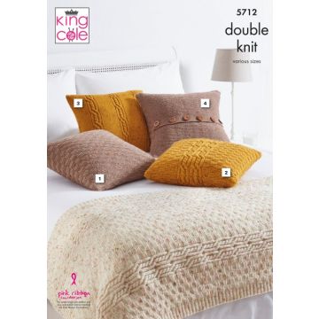 King Cole Big Value Tweed DK Bed Runner and Cushion Pattern  