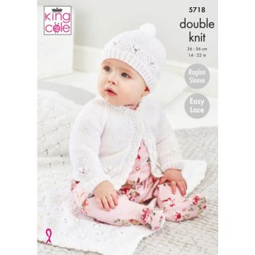 King Cole Baby Glitz DK Baby Cardigan Hat Blanket Pattern 5718 Birth-3years
