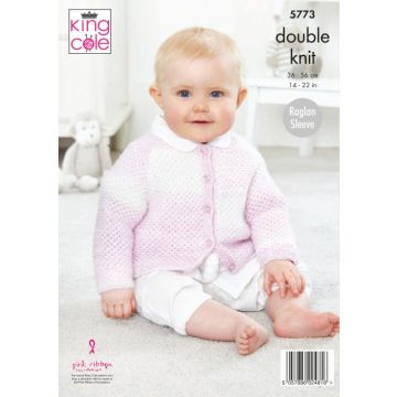 King Cole Baby Pure DK Round and V Neck Cardigans  