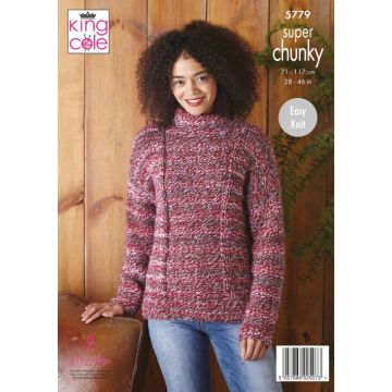 King Cole Christmas Super Chunky Ladies Cardigan Sweater Pattern 5779 71-117cm