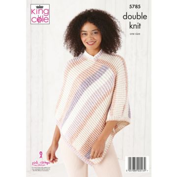 King Cole Harvest DK Ladies Poncho Pattern 5785 One Size