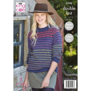King Cole Homespun DK Ladies Sweaters Pattern 5795 71-117cm