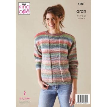 King Cole Acorn Aran Cardigan and Sweater Pattern 5801 81-112cm