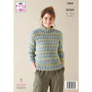 King Cole Acorn Aran Jacket and Sweater Pattern 5804 81-112cm