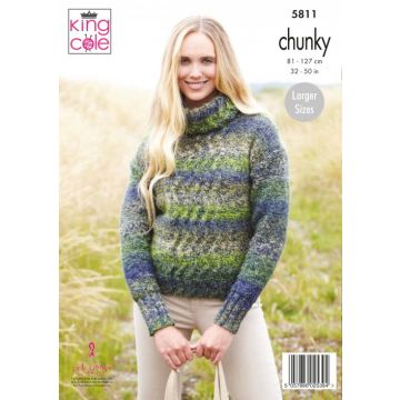 King Cole Autumn Chunky Sweaters Pattern 5811 81-127cm
