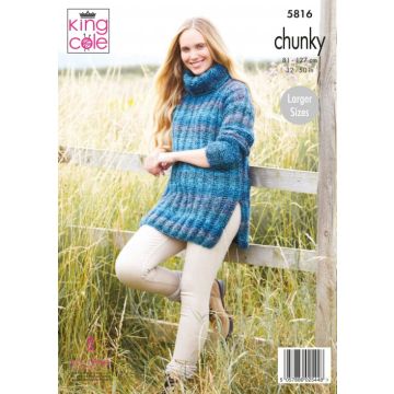 King Cole Autumn Chunky Sweater and Tunic Pattern 5816 81-127cm