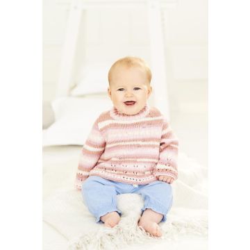 Stylecraft Bambino Prints DK Childs Cardigan and Sweater Pattern 9842 41-46cm