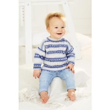 Stylecraft Bambino Prints DK Childs Cardigan and Sweater Pattern 9844 41-46cm