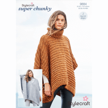 Stylecraft Special XL Tweed Super Chunky Ponchos Pattern Download 9884 