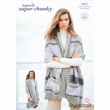Stylecraft Special XL Tweed Super Chunky Shawls Pattern Download 9887 