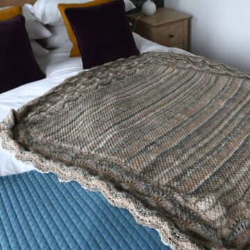 Knitted Irish Moss Stitch Blanket by Jenny Watson in James C. Brett Marble Chunky 