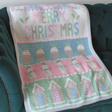 Merry Christmas Blanket Crochet Pattern Kit in WoolBox Imagine Lullaby Baby DK by EmKatCrochet