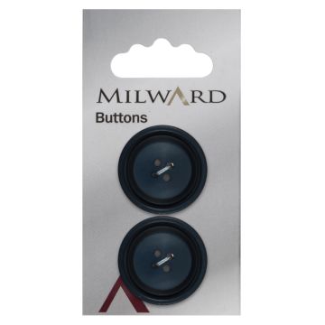 Milward Carded Buttons Rimmed 2 Hole Navy 28mm Pack of 2