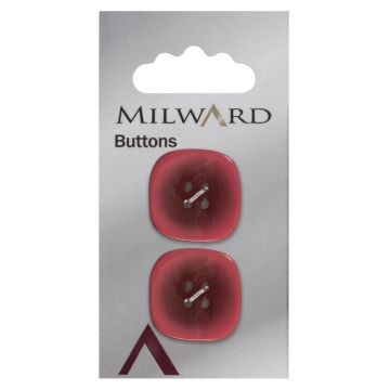 Milward Carded Buttons Square 2 Tone 4 Hole Red 22mm Pack of 2