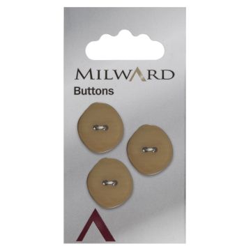 Milward Carded Buttons Oval Stone Effect 2 Hole Beige 22mm Pack of 3