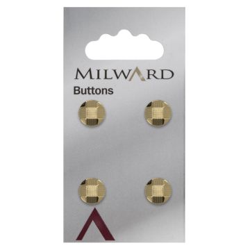 Milward Carded Buttons Round Detailed Shank Gold 10mm Pack of 4