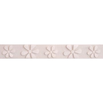 Reel of Daisy Ribbon Code C White on Baby Pink 15mm x 3.5m