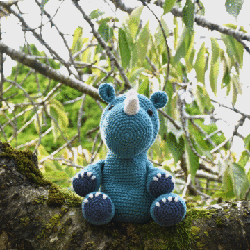 WoolBox Crochet Blue Rhino Pattern in WoolBox Imagine Classic DK by Heather Gibbs
