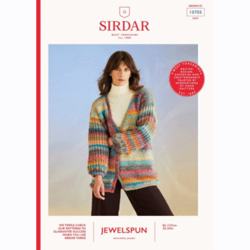 Sirdar Jewelspun Wool Chunky Coral Sleeves Cardi 10705 Knitted Pattern PDF  