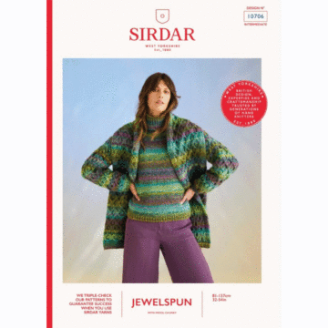 Sirdar Jewelspun Wool Chunky Kelp Sweater & Scarf 10706 Knitted Pattern PDF  