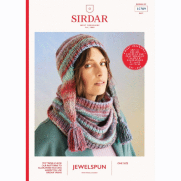 Sirdar Jewelspun Wool Chunky Anemone Hat & Snood 10709 Knitted Pattern PDF  