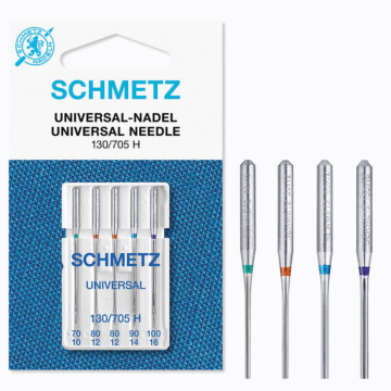 Schmetz Sewing Machine Needles: Universal  Assorted 70(10)-100(16) x 5pcs