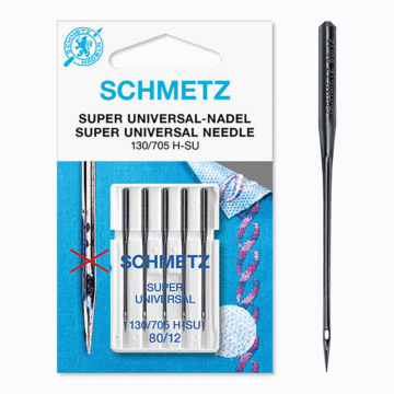 Schmetz Sewing Machine Needles: Black Super Universal  75(11) x 5 Pieces