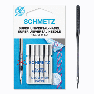 Schmetz Sewing Machine Needles: Black Super Universal  100(16) x 5pcs