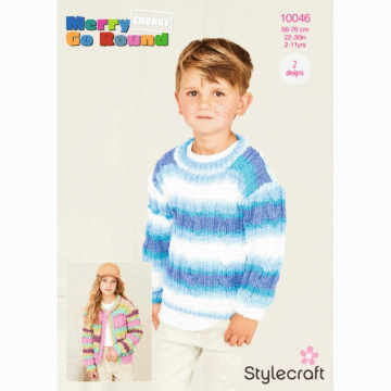 Stylecraft Merry Go Round Chunky Kids Sweater 10046 Knitting Pattern PDF  