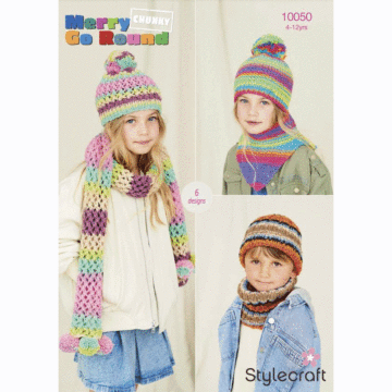 Stylecraft Merry Go Round Chunky Accessories 10050 Knitting Pattern PDF  