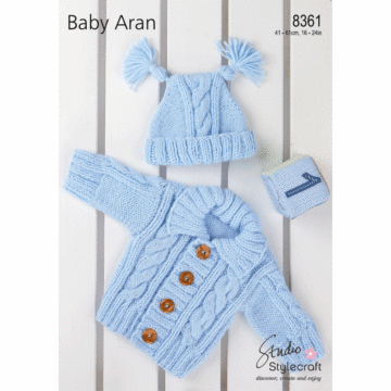 Stylecraft Special for Babies Aran Cardigan & Hat 8361 Knitted Pattern PDF  
