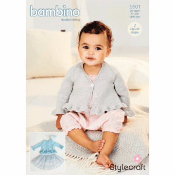 Stylecraft Bambino DK Girls Cardigans 9501 Knitting Pattern Download  