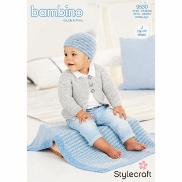 Stylecraft Bambino DK Baby Duffle Cardigan Accessories 9530 Pattern PDF  
