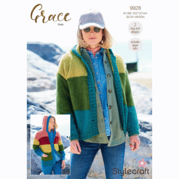 Stylecraft Grace Aran Ladies Cardigans 9928 Knitting Pattern Download  